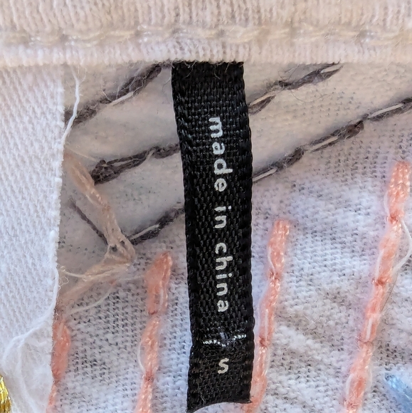 Anthropologie Akemi + Kin Contrast Colorful Stitch Embroidered 70s Sienna Top S - Picture 8 of 12